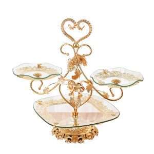 Antique Metal Large Afternoon Tea and Coffee Party Cake Holder Glass Plate High Tier Stand