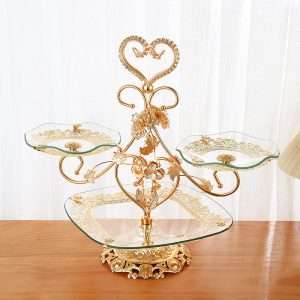 Antique Metal Large Afternoon Tea and Coffee Party Cake Holder Glass Plate High Tier Stand