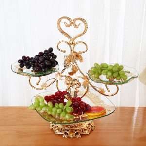 Antique Metal Large Afternoon Tea and Coffee Party Cake Holder Glass Plate High Tier Stand