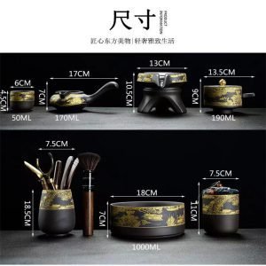Along The River During Qingming Festival Pattern Automatic Lazy Teapot And Cup Set