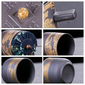 Along The River During Qingming Festival Pattern Automatic Lazy Teapot And Cup Set