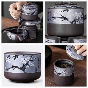 Winter Plum Blossom Theme Semi Automatic Lazy Tea Set