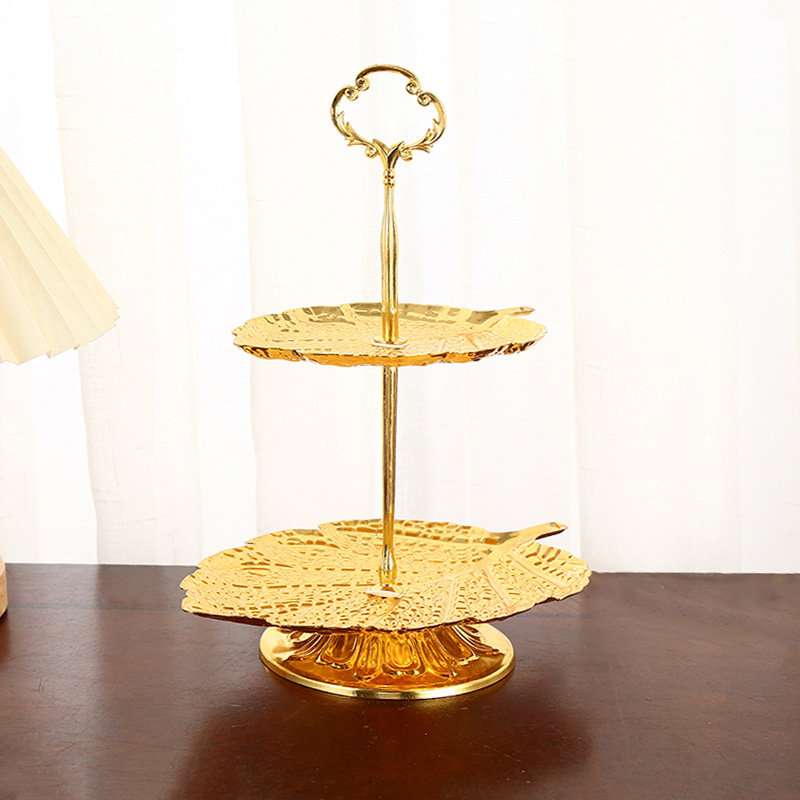Unusual Leaf Pattern Metal Afternoon High 2-3 Tier Tea Cake And Fruit Plate Stand For Party Unusual Leaf Pattern Metal Afternoon High 2-3 Tier Tea Cake And Fruit Plate Stand For Party