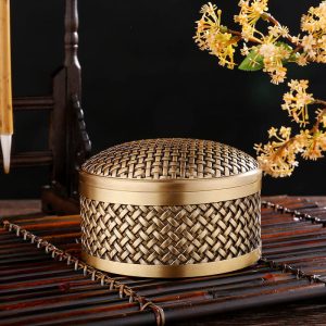 Large Mesh Pattern Antique Brass Incense Burner