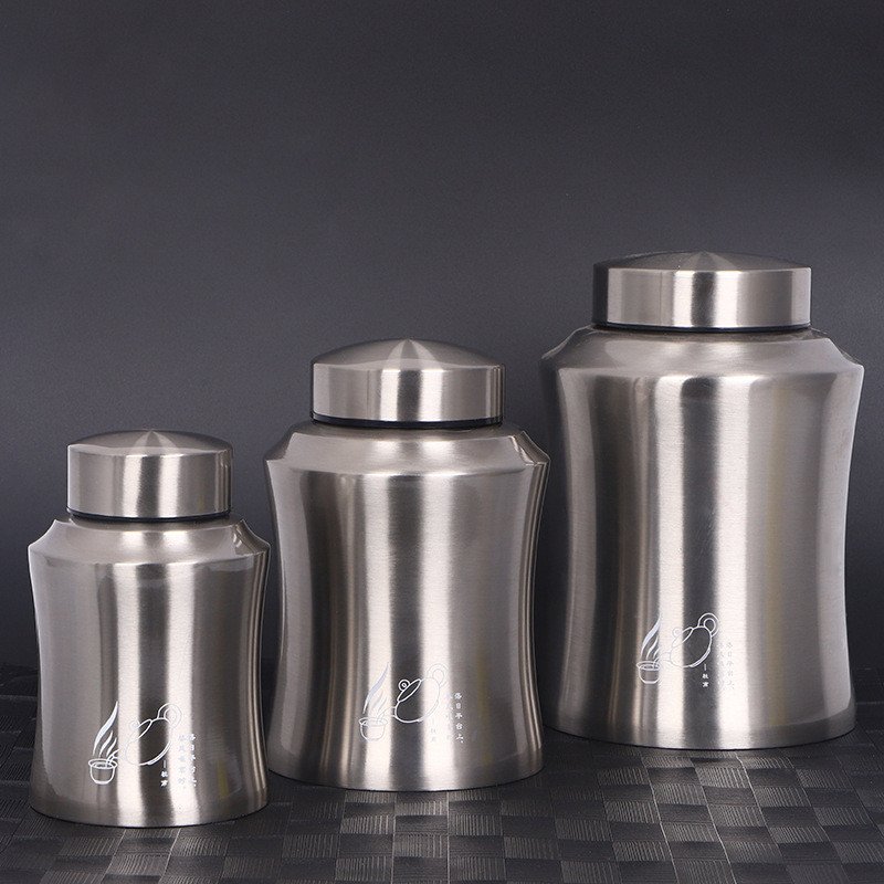 Golden and Silver Color Metal Stainless Steel Loose Leaf Tea and Coffee Caddy Golden and Silver Color Metal Stainless Steel Loose Leaf Tea and Coffee Caddy