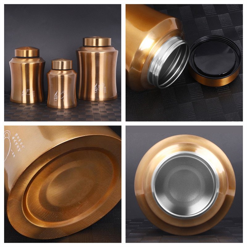 Golden and Silver Color Metal Stainless Steel Loose Leaf Tea and Coffee Caddy Golden and Silver Color Metal Stainless Steel Loose Leaf Tea and Coffee Caddy