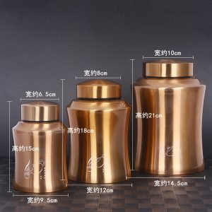 Golden and Silver Color Metal Stainless Steel Loose Leaf Tea and Coffee Caddy