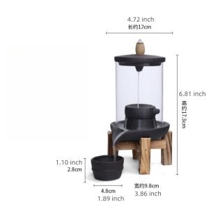 Millstone-shaped Smoke Backflow And Waterfall Incense Burner With Wooden Stand