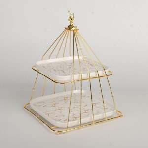 Modern Birdcage Afternoon 2-3 Tier Sandwich And Cake Holder High Plate Stand For Tea And Coffee Party