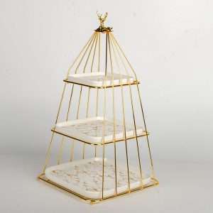 Modern Birdcage Afternoon 2-3 Tier Sandwich And Cake Holder High Plate Stand For Tea And Coffee Party