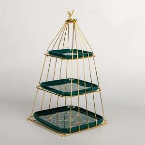 Modern Birdcage Afternoon 2-3 Tier Sandwich And Cake Holder High Plate Stand For Tea And Coffee Party