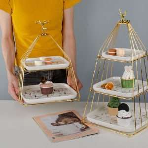 Modern Birdcage Afternoon 2-3 Tier Sandwich And Cake Holder High Plate Stand For Tea And Coffee Party