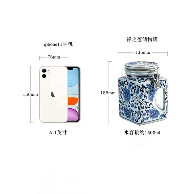 Large Modern Chinese Blue and White Porcelain Loose Leaf and Tea Bag Caddy Large Modern Chinese Blue and White Porcelain Loose Leaf and Tea Bag Caddy