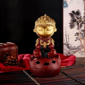 Monkey King Painted Antique Chinese Brass Incense Burner
