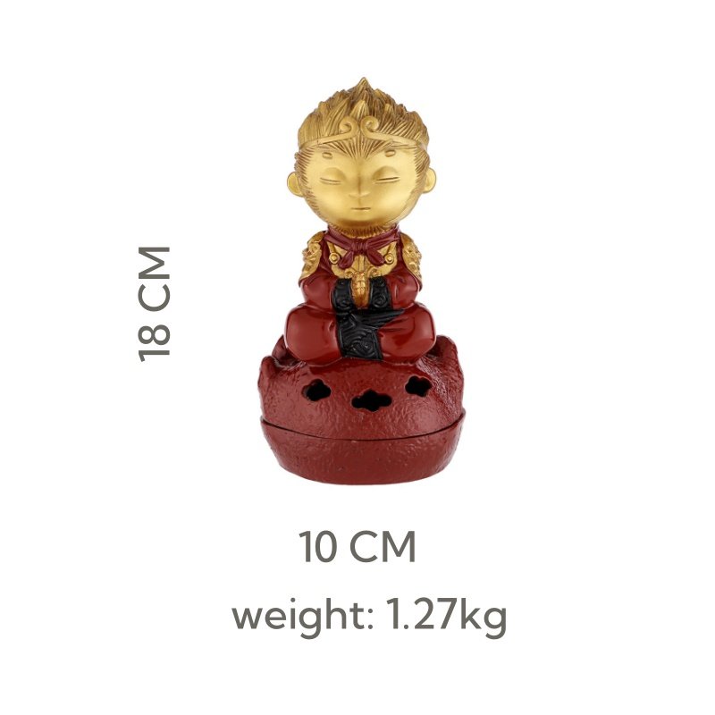 Monkey King Painted Antique Chinese Brass Incense Burner Monkey King Painted Antique Chinese Brass Incense Burner