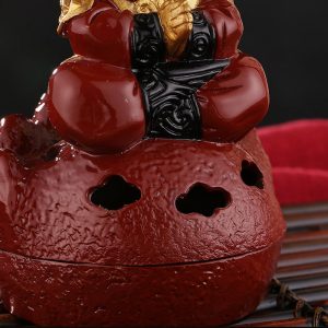Monkey King Painted Antique Chinese Brass Incense Burner