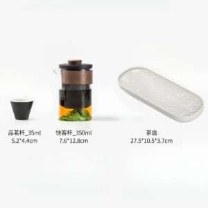 Mountain Black And White Ceramic Travelling Tea Set Case