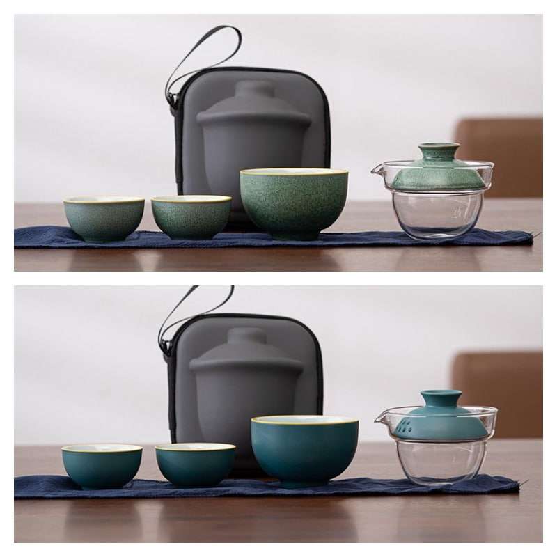 Best Antique Navy Blue And Green Ceramic Travel Tea And Coffee Set Case With Gaiwan Kit Best Antique Navy Blue And Green Ceramic Travel Tea And Coffee Set Case With Gaiwan Kit