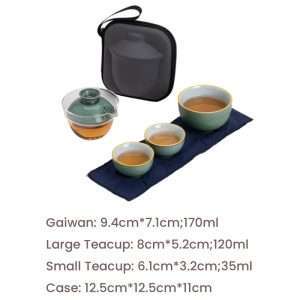 Best Antique Navy Blue And Green Ceramic Travel Tea And Coffee Set Case With Gaiwan Kit