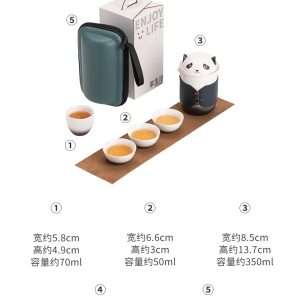 Best Panda Pattern Portable Ceramic Tea Set Travel Case Kit