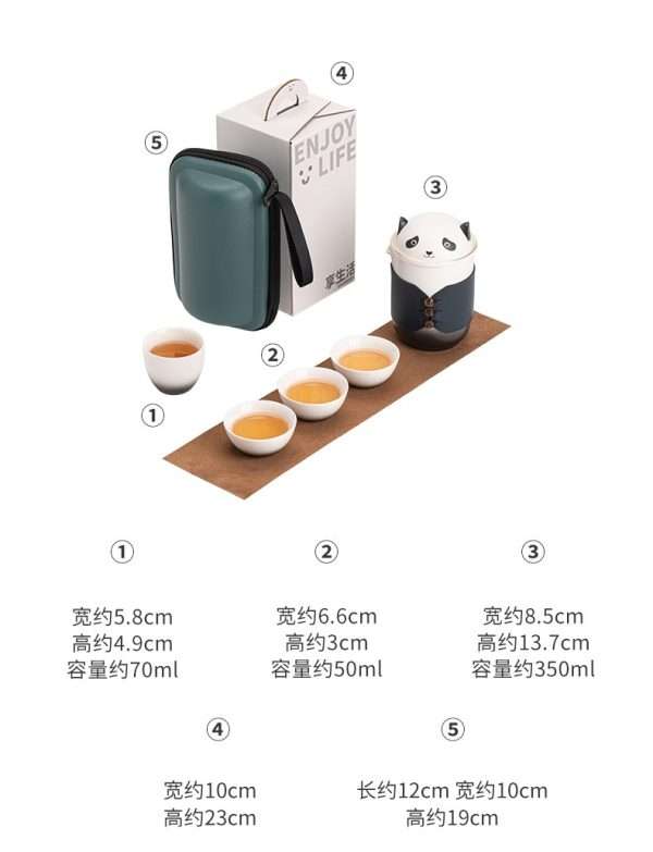 Best Panda Pattern Portable Ceramic Tea Set Travel Case Kit