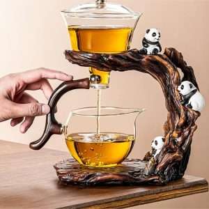 Panda Theme Glass Semi Automatic Lazy Tea Set