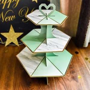 Modern Paper Disposable Cardboard 3 Tier Afternoon High Tea Cake Party Stand for Standwich