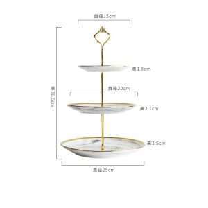 Vintage Pink Marbling Ceramics Afternoon 3 Tier Tea And Pastry High Stand