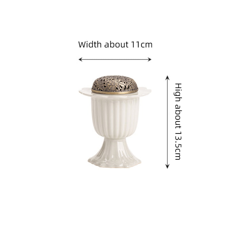 Pedestal Flower Rim Ceramic Charcoal and Powder Cone Incense Burner Holder Pedestal Flower Rim Ceramic Charcoal and Powder Cone Incense Burner Holder