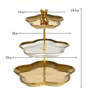 Ideas Golden Ceramic Afternoon 3 Tier High Tea Cake Plate Stand