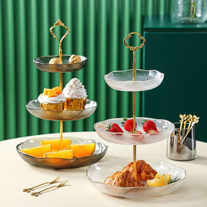 Modern Glass Afternoon 3 Tier High Pastry And Tea Plate Stand Modern Glass Afternoon 3 Tier High Pastry And Tea Plate Stand