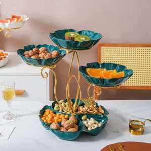 Antique English Ceramics High Tier Tea Party Platter Stand For Cupcake And Fruit