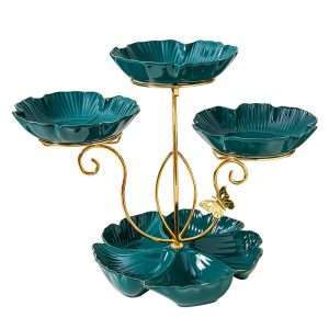 Antique English Ceramics High Tier Tea Party Platter Stand For Cupcake And Fruit