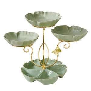 Antique English Ceramics High Tier Tea Party Platter Stand For Cupcake And Fruit