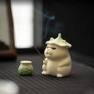 Playful Cat Fishing Stick Incense Burner Holder