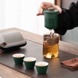 Portable Ceramic Travelling Tea And Coffee Set With Case Kit