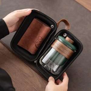 Portable Ceramic Travelling Tea And Coffee Set With Case Kit