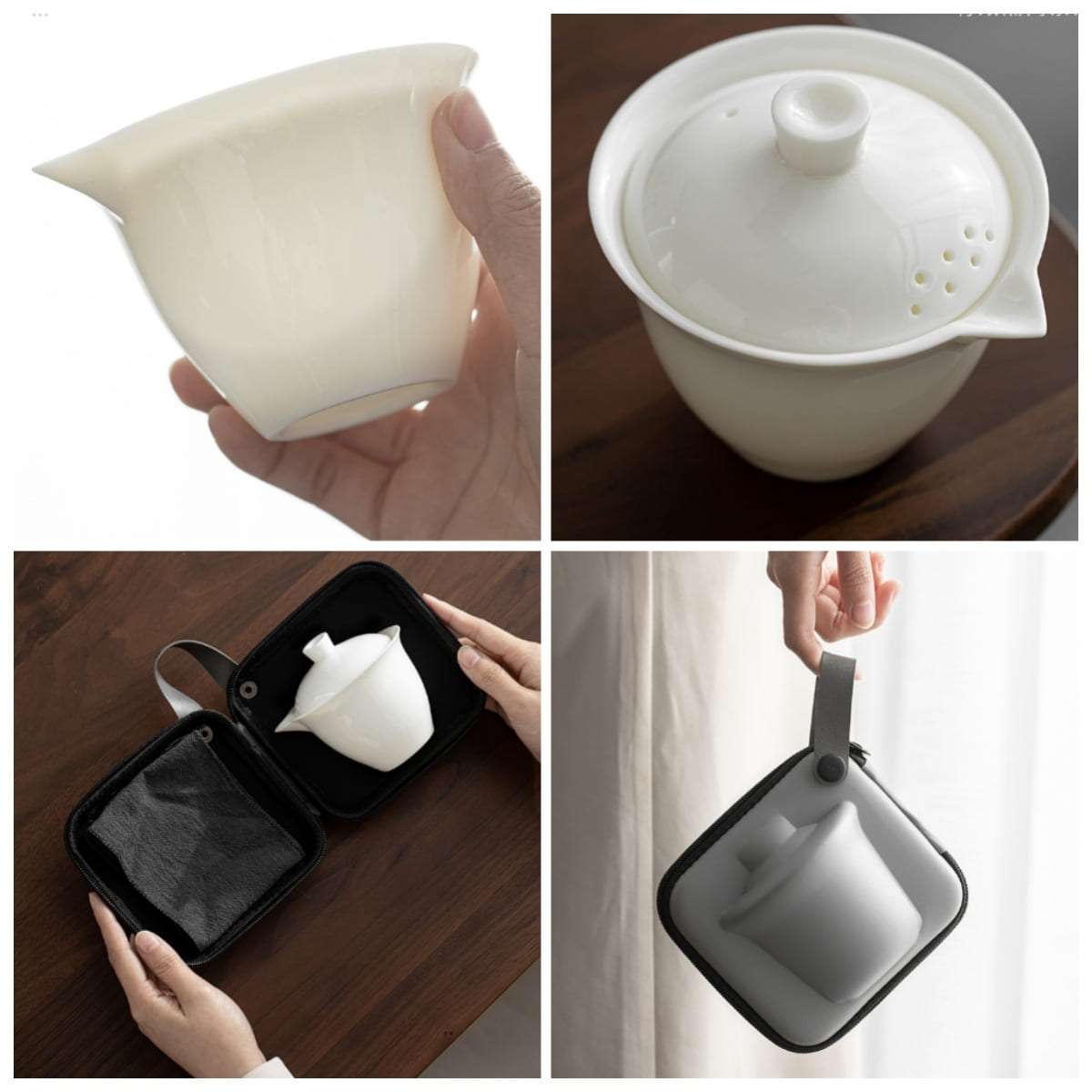 Premium White Porcelain Antique Travel Tea Set With Case For One Premium White Porcelain Antique Travel Tea Set With Case For One