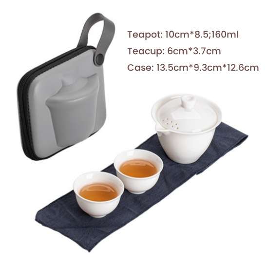 Premium White Porcelain Antique Travel Tea Set With Case For One Premium White Porcelain Antique Travel Tea Set With Case For One