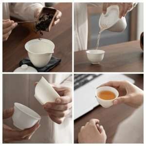 Premium White Porcelain Antique Travel Tea Set With Case For One