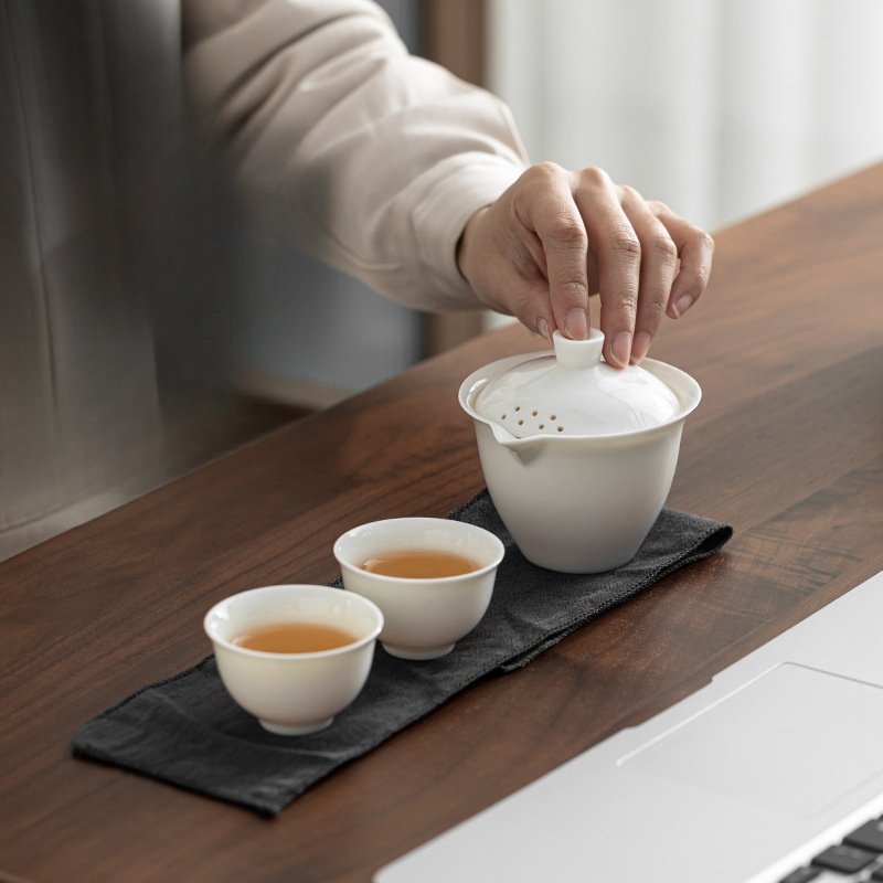 Premium White Porcelain Antique Travel Tea Set With Case For One Premium White Porcelain Antique Travel Tea Set With Case For One