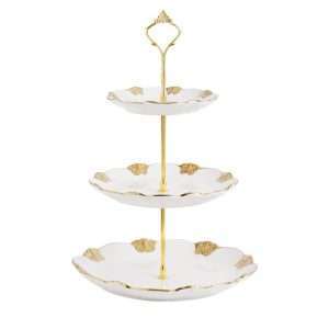 Rectangular Antique English Ceramic Three Tier High Cake Stand For Tea And Coffee Party