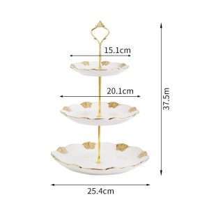 Rectangular Antique English Ceramic Three Tier High Cake Stand For Tea And Coffee Party