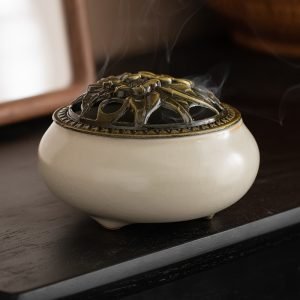 Ru Kiln Crackle Glaze Charcoal and Powder Cone Incense Burner Holder