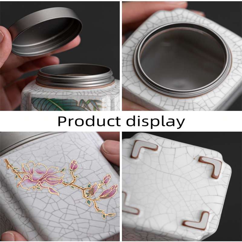 Modern Chinese Ru kiln Porcelain Tea Caddy for Loose Leaf with Pewter Lid Modern Chinese Ru kiln Porcelain Tea Caddy for Loose Leaf with Pewter Lid