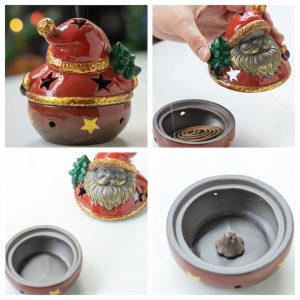 Santa Claus Christmas Charcoal and Powder Cone Incense Burner Holder