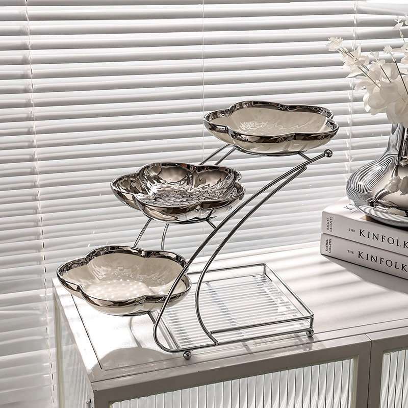 Silver Color Ceramic English Afternoon 3 Tier High Stand For Fruit And Tea Sandwich Silver Color Ceramic English Afternoon 3 Tier High Stand For Fruit And Tea Sandwich