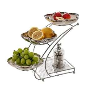 Silver Color Ceramic English Afternoon 3 Tier High Stand For Fruit And Tea Sandwich