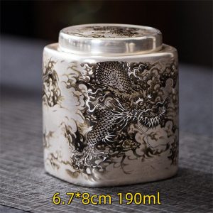 Best Vintage Chinese Silver Plated Porcelain Loose Leaf Tea Caddy