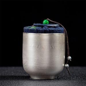 Small Antique Chinese Silver Plated Ceramic Loose Leaf Tea Container